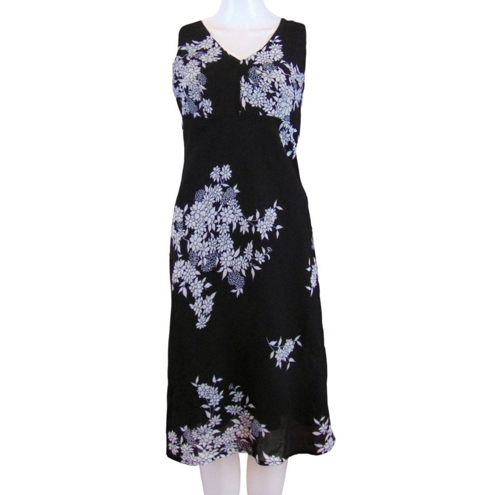Reitmans Black with Gray Flowers Dress - Size 5
